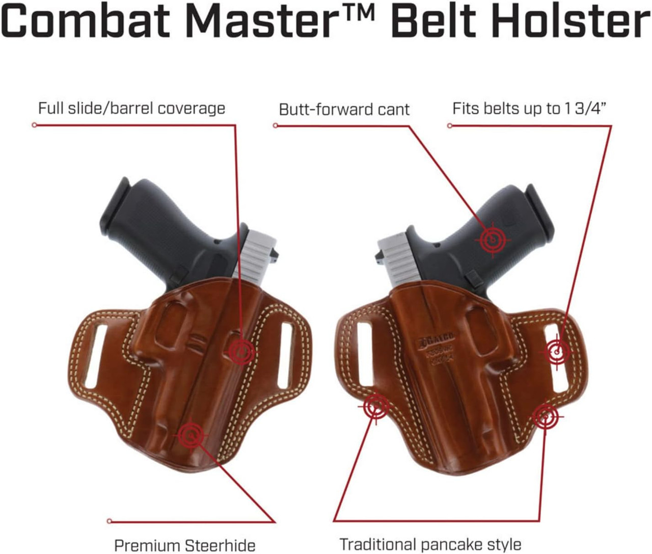 Galco Combat Master Belt Holster for Glock 26 27 33 Black RH CM286B