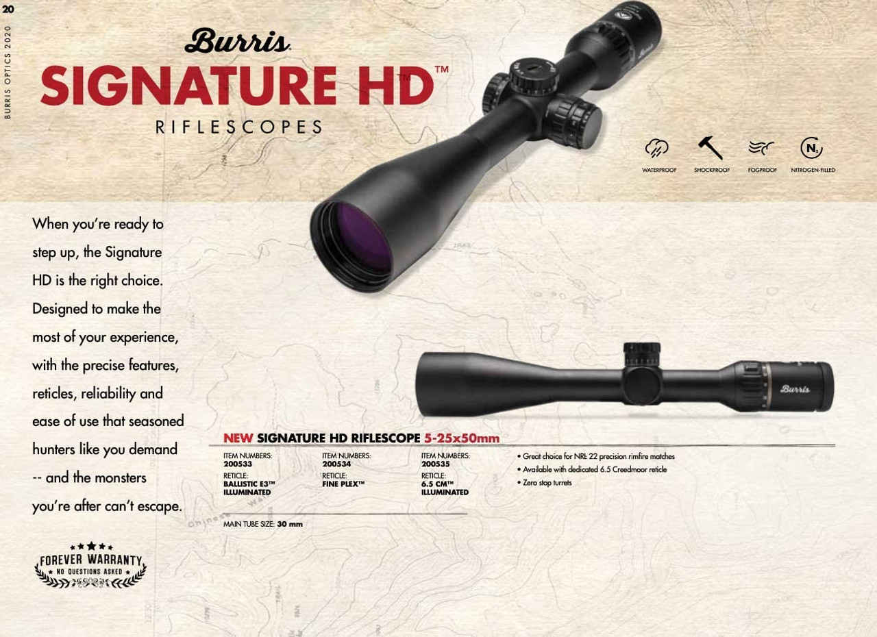 Burris Signature HD Rifle Scope 5-25x50 30mm Illuminated Ballistic E3 RFP