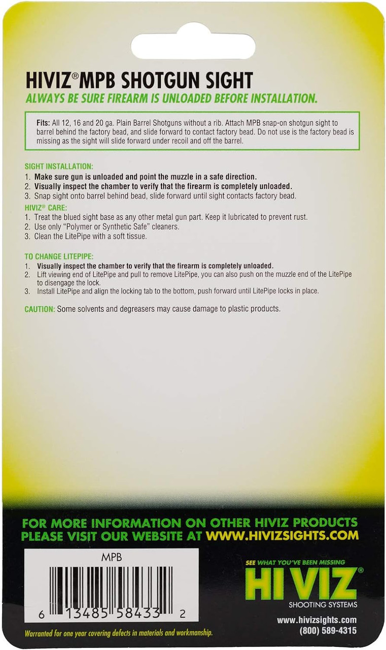 HiViz Universal Snap On Sight for Plain Barrel Shotguns HiViz Universal Snap On Sight for Plain Barrel Shotguns