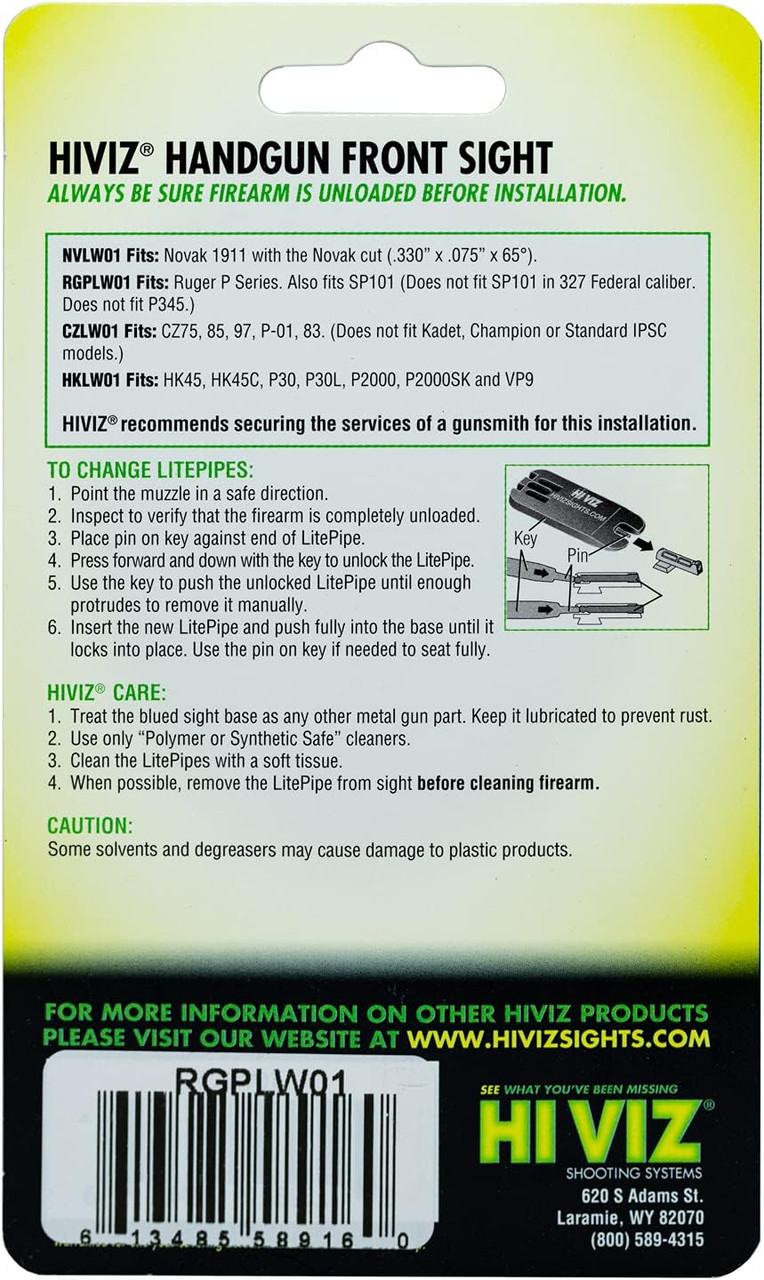 HiViz Ruger Interchangeable Litewave Front Handgun Sight RGPLW01 HiViz Ruger Interchangeable Litewave Front Handgun Sight RGPLW01
