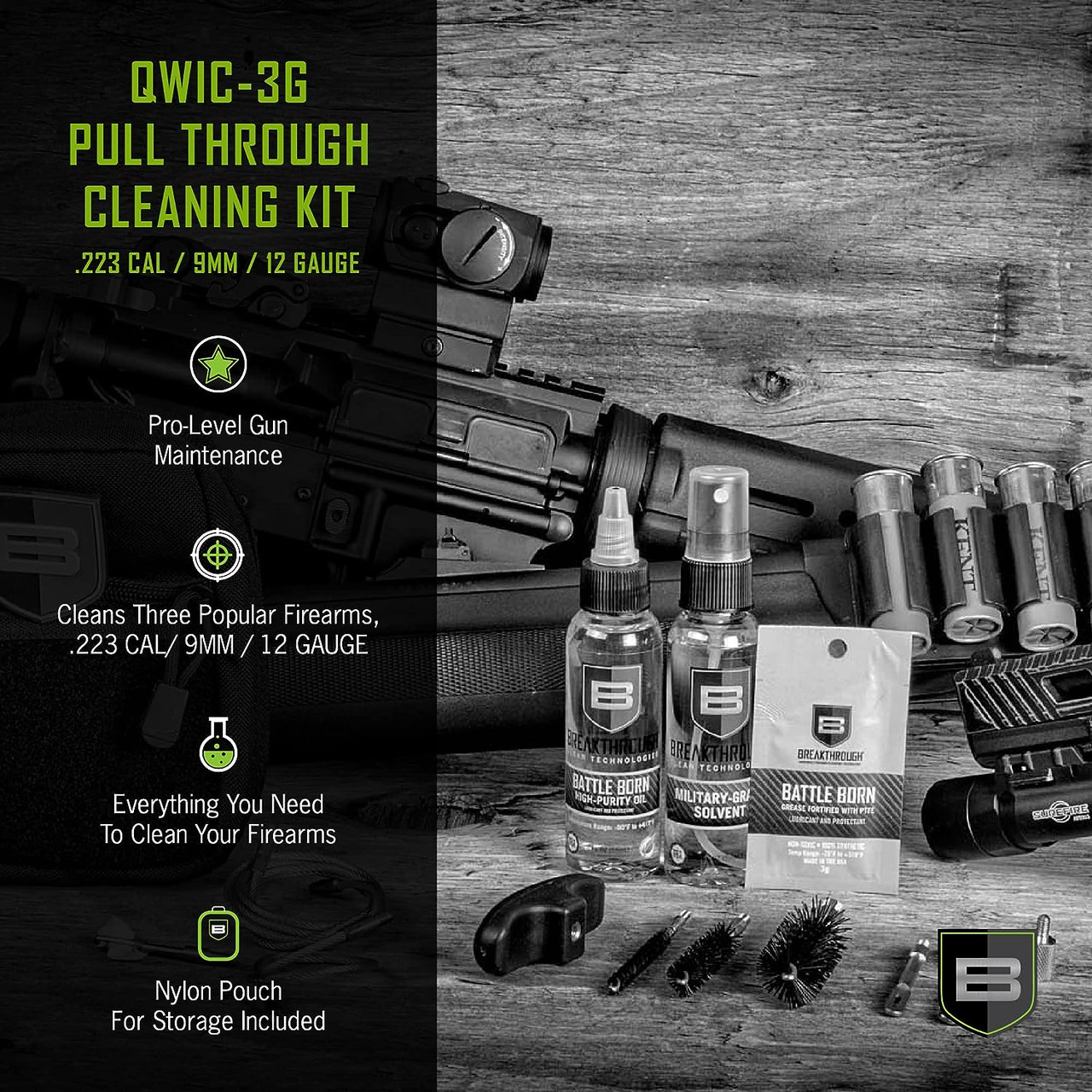 Breakthrough Clean Tech 3-Gun Cleaning Kit .223/9mm/12g Tan BT-QWIC-3G-DST