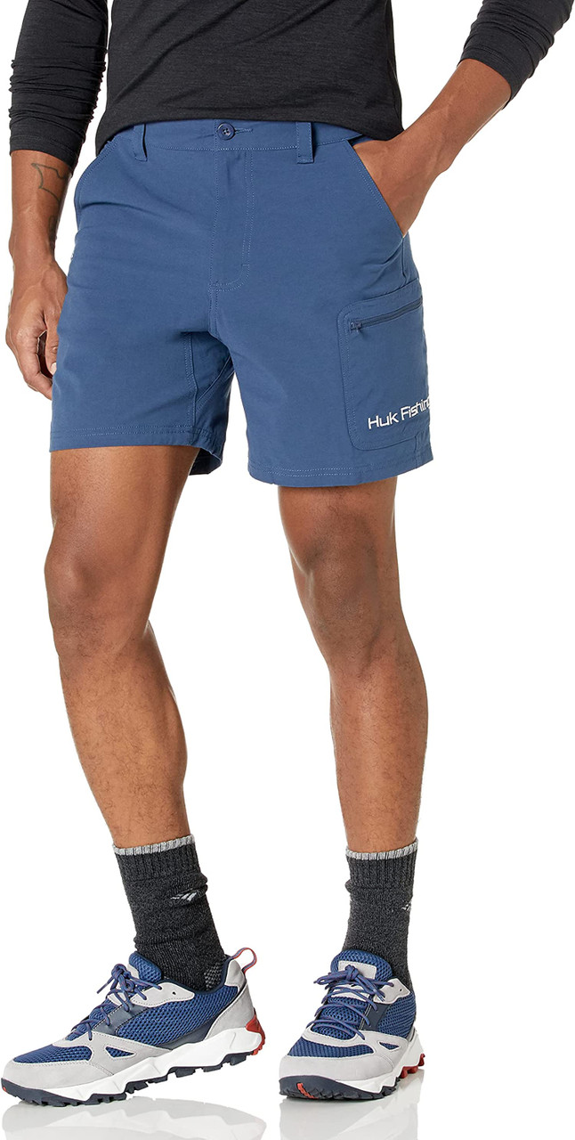 HUK Men Standard Next Level Quick-Drying Fishing Shorts Blue-7 2XL