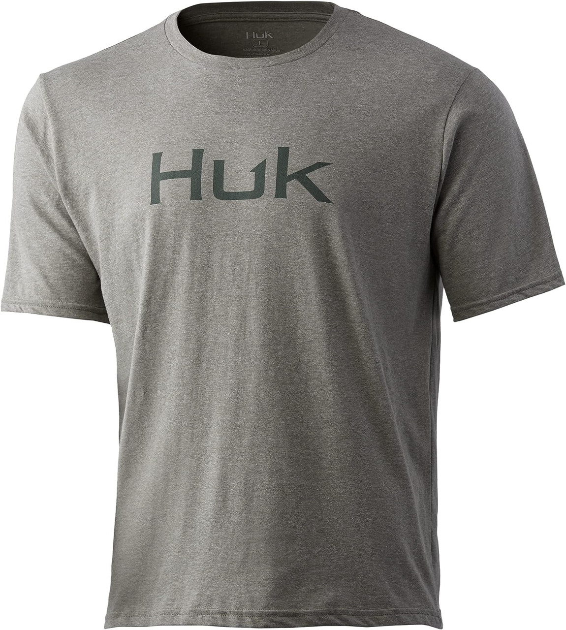 HUK Men's Standard Performance Fishing Logo T-Short Heather Moss Large