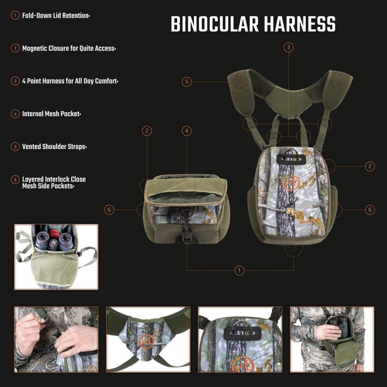 Athlon Optics Binocular Harness With Magnetic Closure Camouflage - 706012