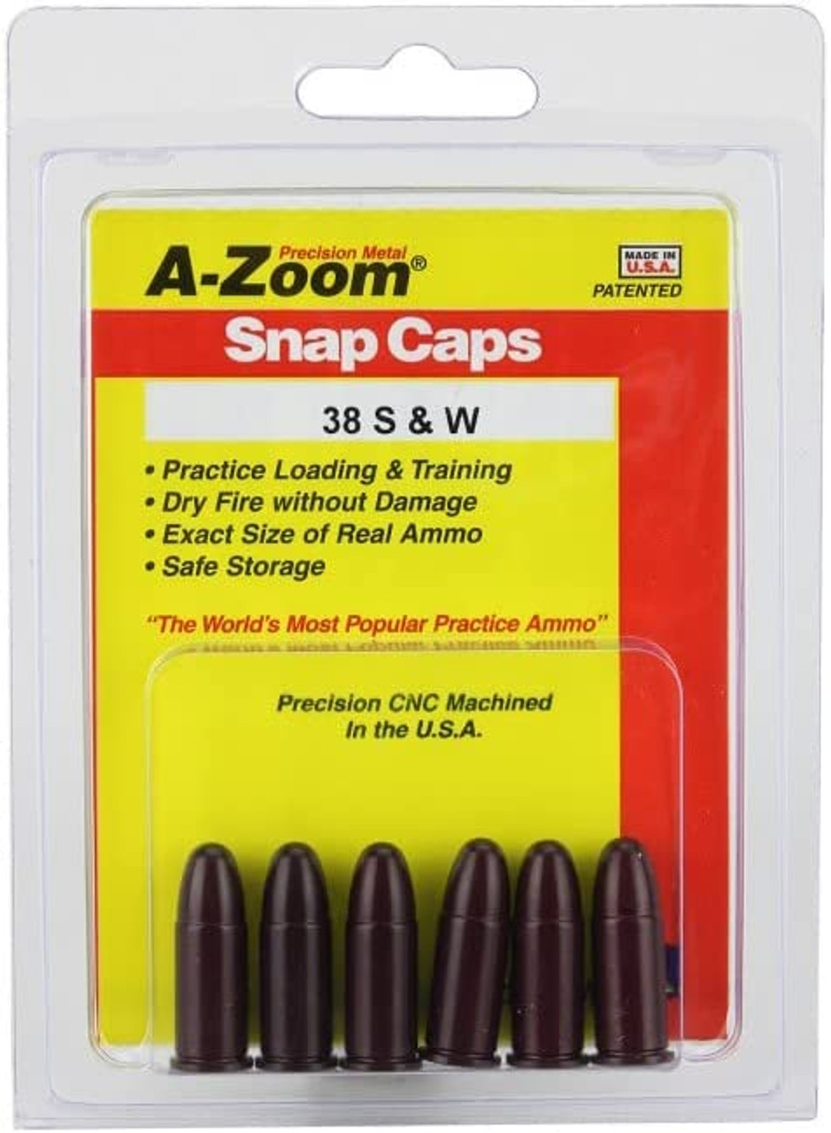 A-Zoom Dummy Round Revolver Metal Snap Caps for 38 S&W (6-Pack) Red - 16125