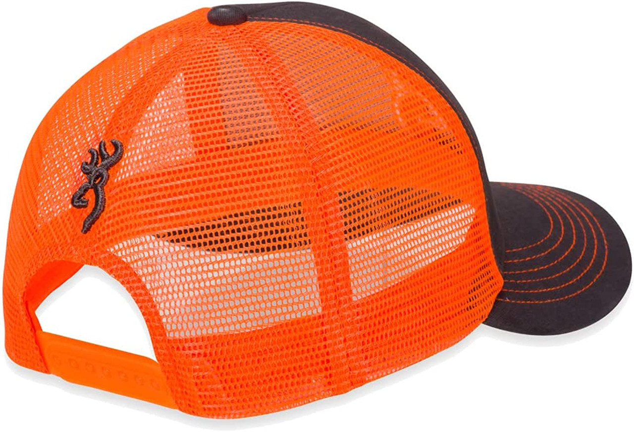 Browning Flashback Cap Char/Neon Orange Mesh Snap Back One Size -308177621
