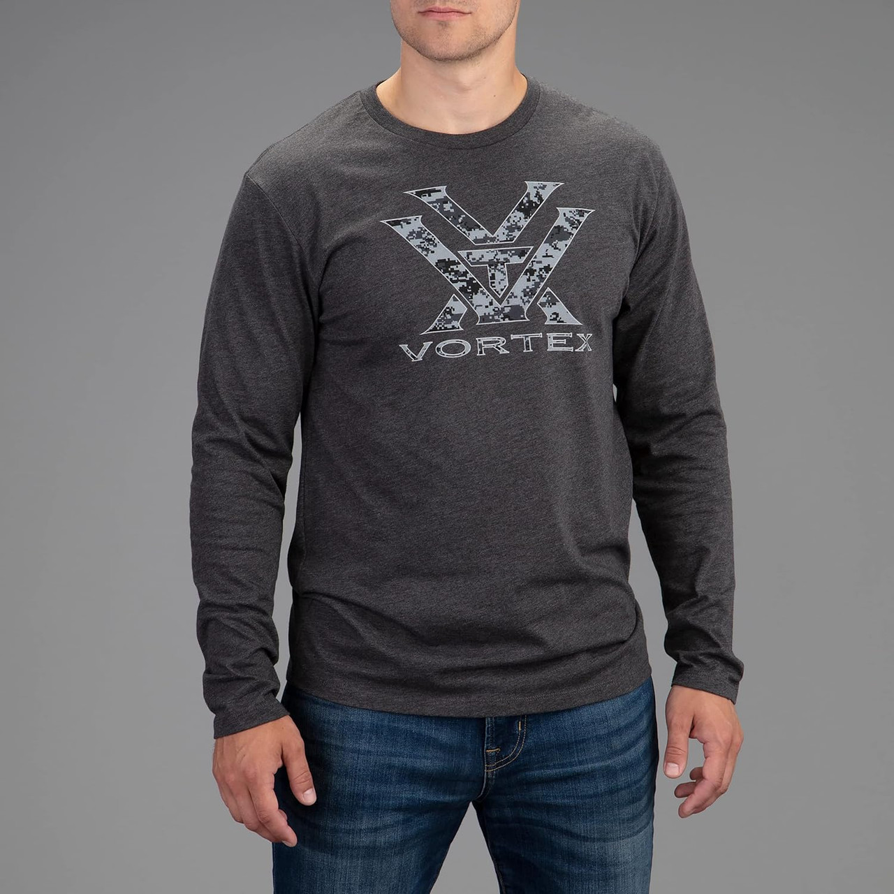 Vortex Optics Core Logo Long Sleeve Shirts -Charcoal Camo Heather- Medium