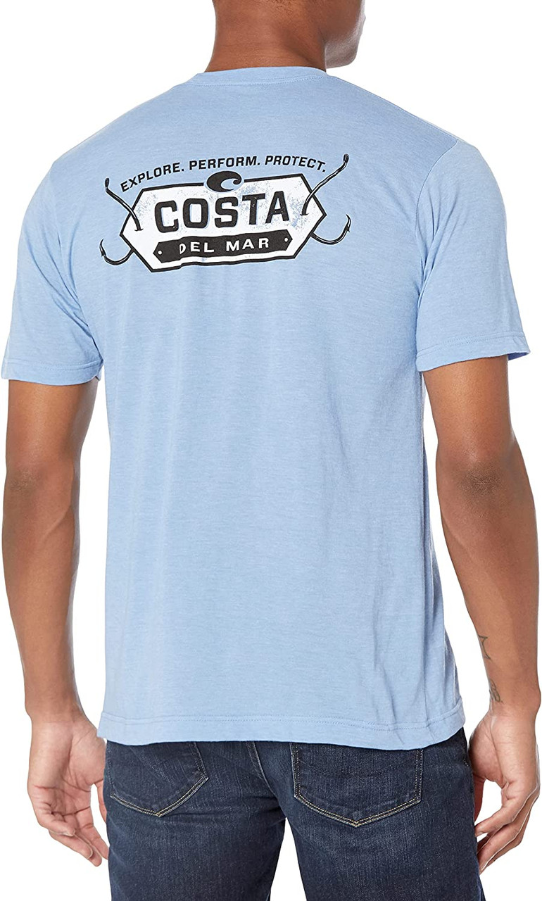 Costa Del Mar Men Hooked T-Shirt Heather Athletic Blue Large