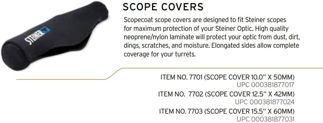 Steiner Scope Cover Neoprene/Nylon Laminate Fits Up To 15.5" x 60mm - 7703