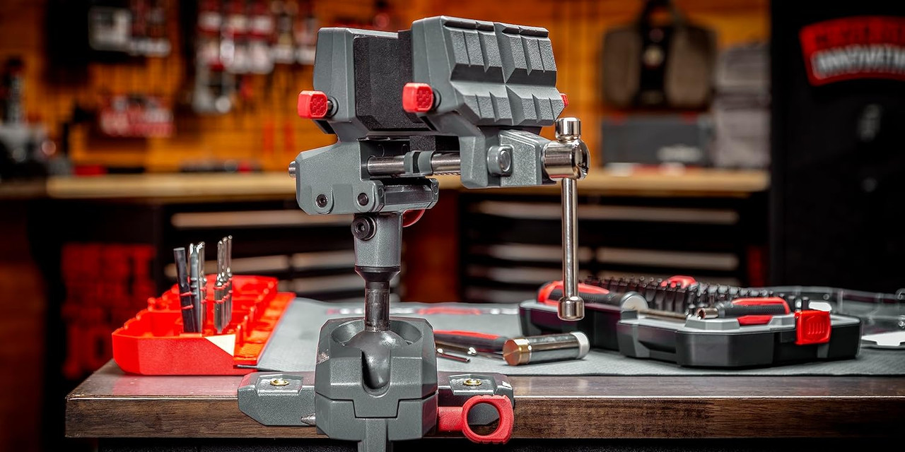 Real Avid Precision Bench Vise W/ Clamping Jaws & Swiveling  Body