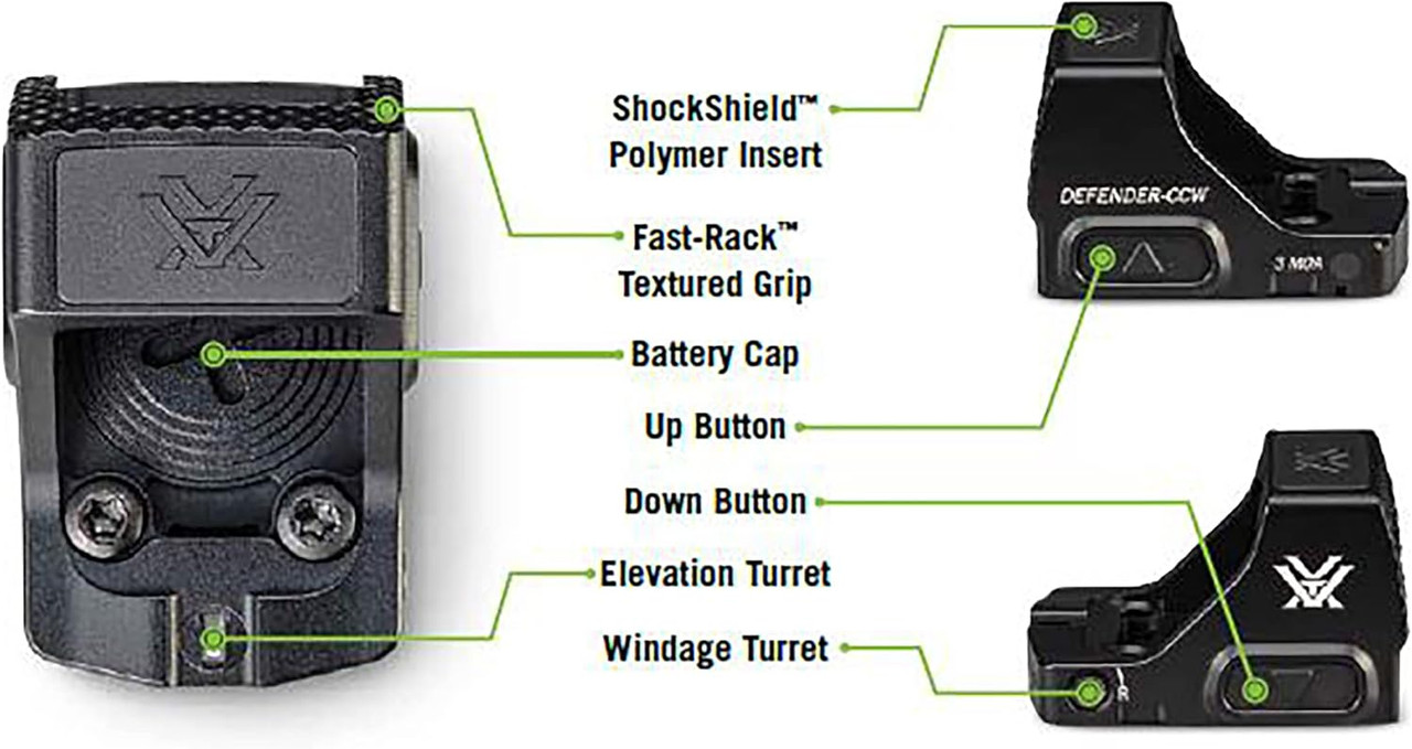 Vortex Optics Defender CCW Micro Red Dot Sight 3 MOA MRDS Reticle Black