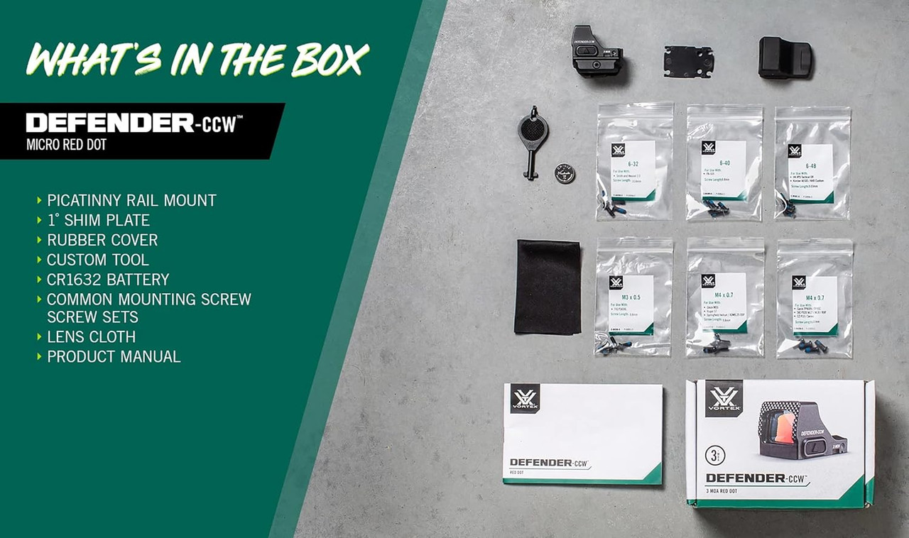 Vortex Optics Defender CCW Micro Red Dot Sight 3 MOA MRDS Reticle Black