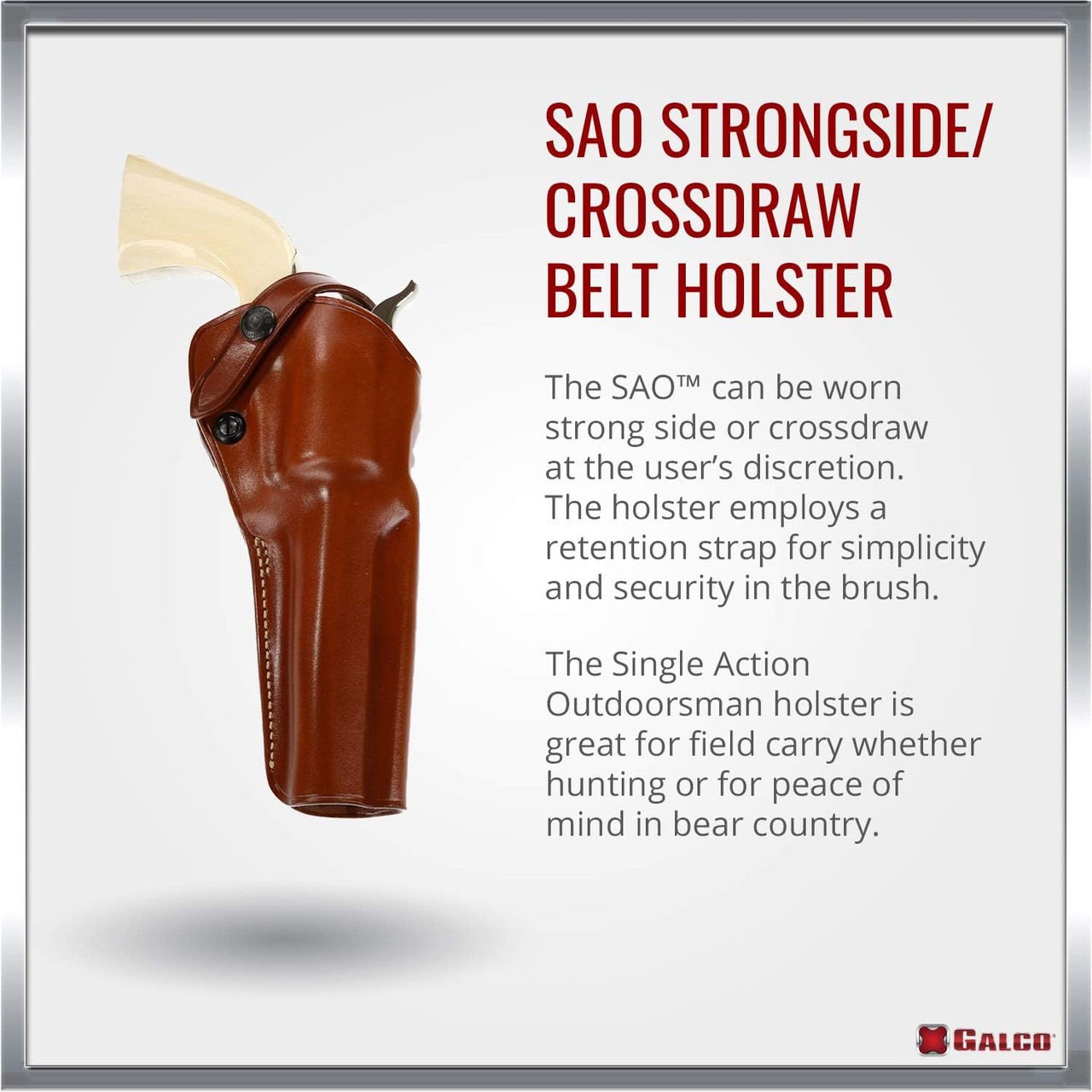 Galco SAO Single Action Outdoorsman Holster Ruger 357 Blackhawk 6.5"Tan RH