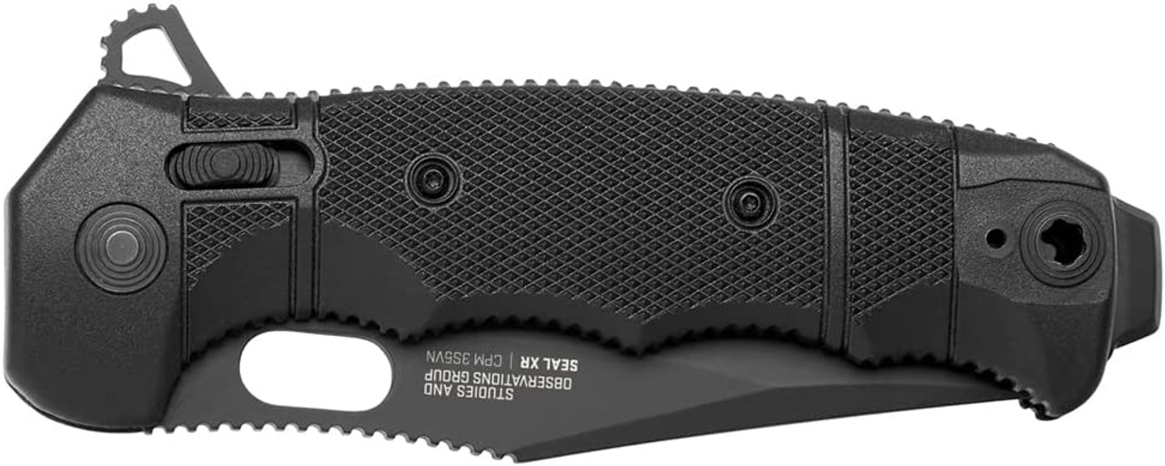 SOG Seal XR Folding Knife Ambidextrous 3.9" Clip Point Straight Blade Black