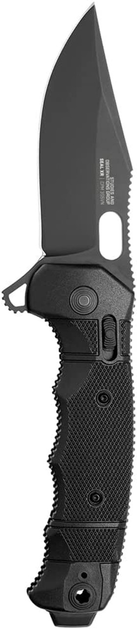 SOG Seal XR Folding Knife Ambidextrous 3.9" Clip Point Straight Blade Black