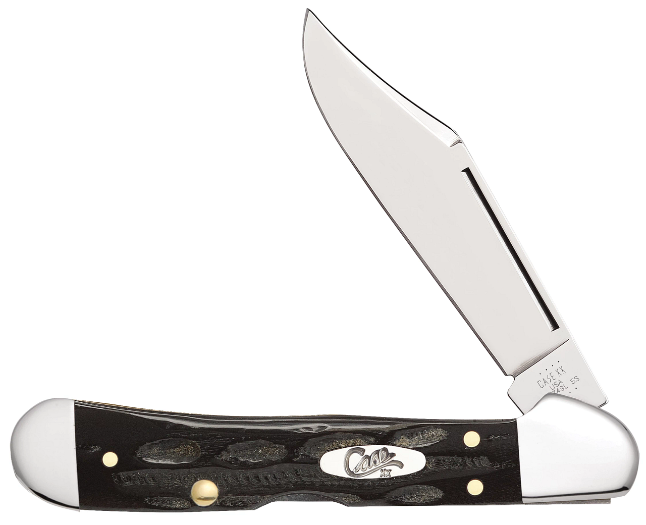 Case XX Mini Copperlock Locking Clip Blade Jigged Buffalo Horn Handle