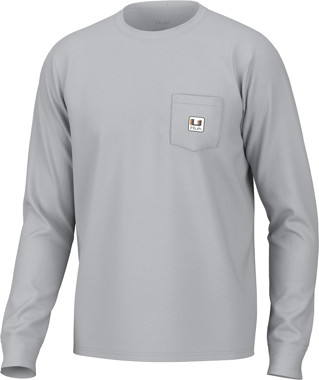 HUK Men's Standard Long Sleeve U Patch Pocket Tee - Harbor Mist - Medium