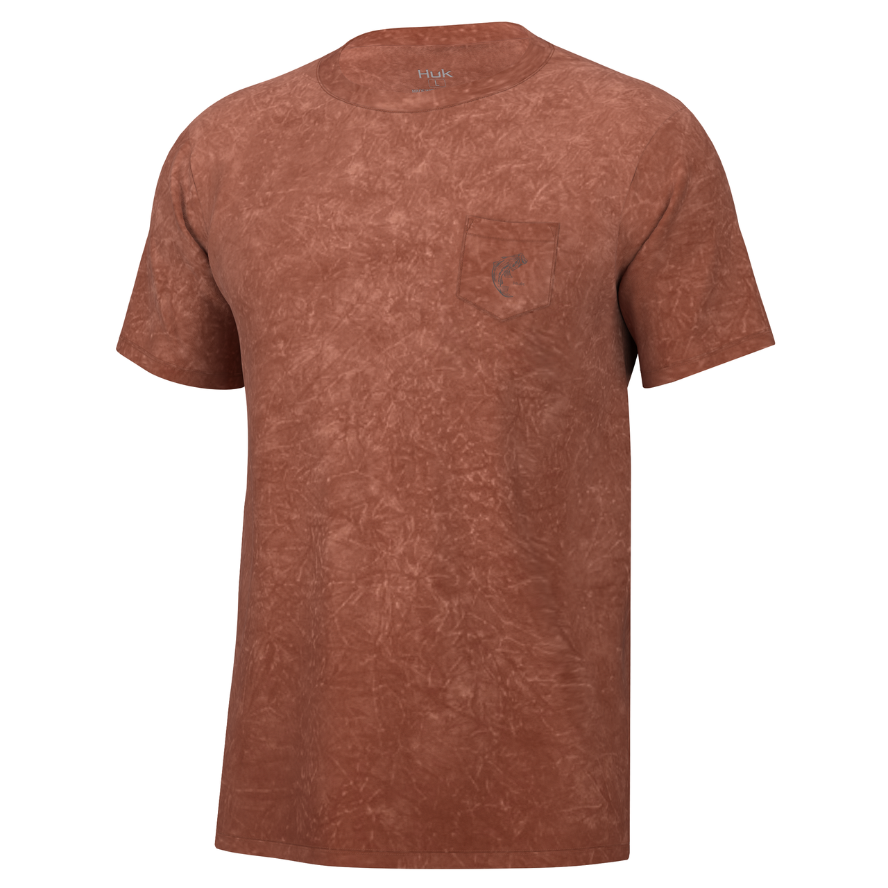 HUK Men Mineral Wash Pocket Short Sleeve Tee - Baked Clay - Large