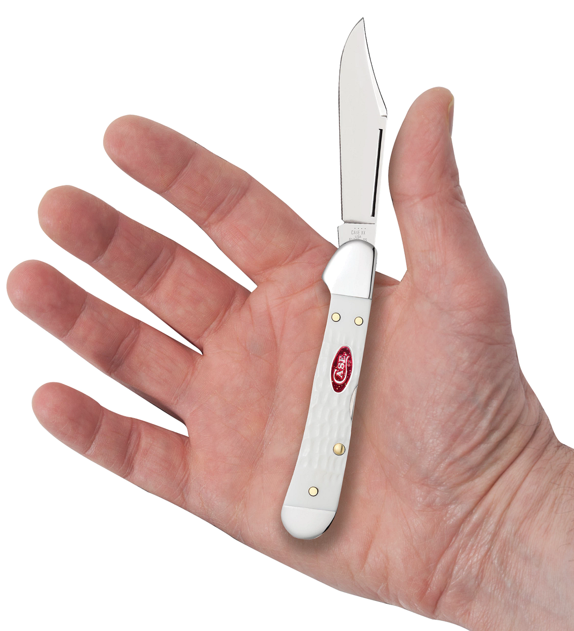 Case XX SparXX Mini CopperLock Clip Blade Jig White Synthetic Handle -60185
