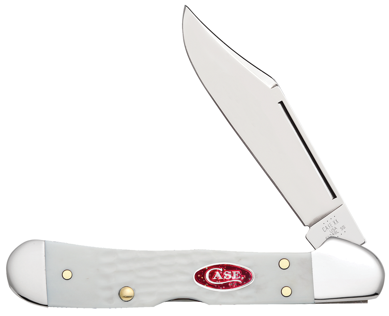 Case XX SparXX Mini CopperLock Clip Blade Jig White Synthetic Handle -60185