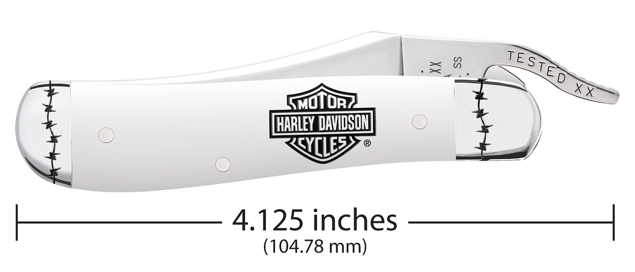 Case XX Harley-Davidson Russlock Clip Blade White Synthetic Handle - 52249