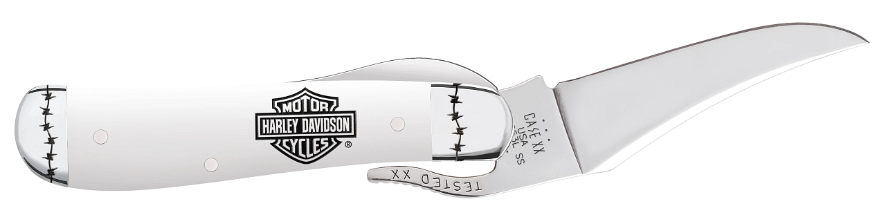 Case XX Harley-Davidson Russlock Clip Blade White Synthetic Handle - 52249