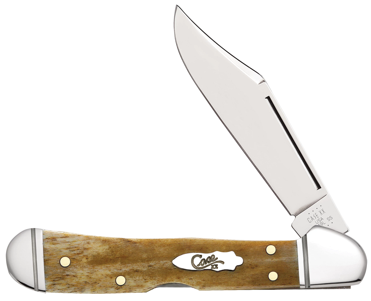Case XX Mini CopperLock Clip Blade Smooth Antique Bone Fluted - 58186-Case