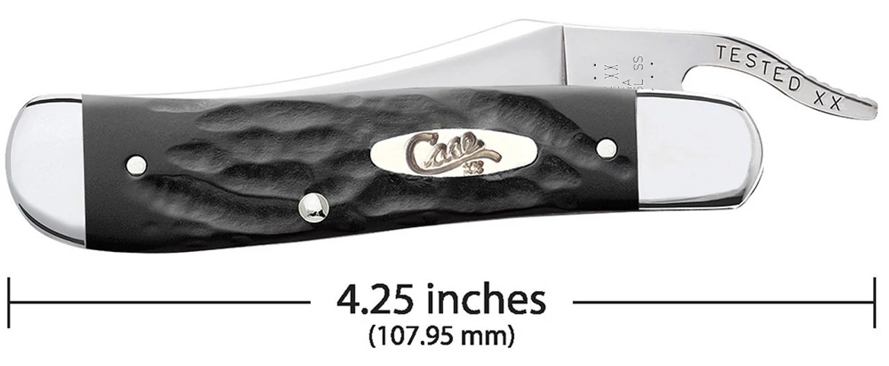 Case XX Russlock Clip Liner Lock Black Synthetic Rough Jig Handle - 18224