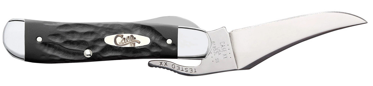 Case XX Russlock Clip Liner Lock Black Synthetic Rough Jig Handle - 18224