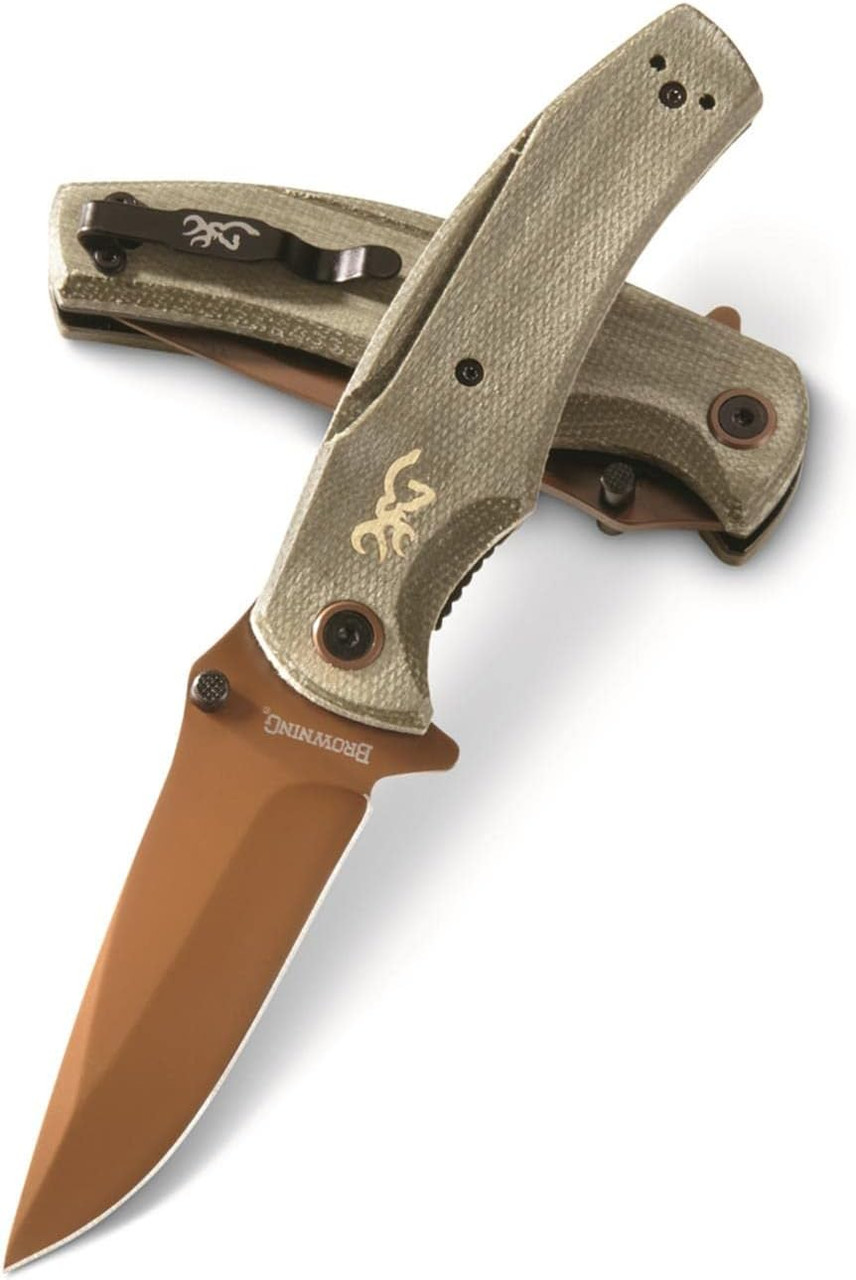 Browning Trailside Folding Liner Lock Knife D2 Tool Steel Drop Point Blade