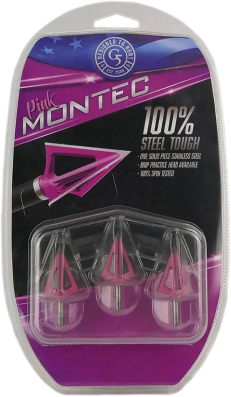 G5 Outdoors Montec Broadheads 85 Grain Pack of 3 Pink 118