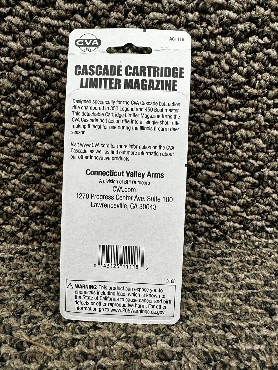 CVA Cascade Cartridge Limiter Magazine Bolt Action Rifles 350 LGND/450 BSH