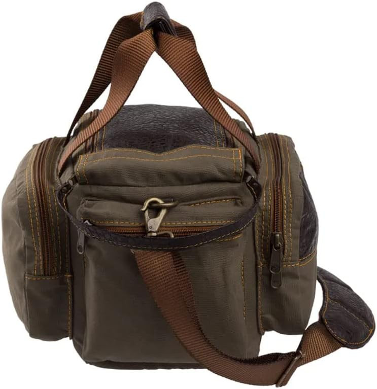 Browning Laredo Stylish Shooting Bag Olive Cotton Canvas & Embossed Leather