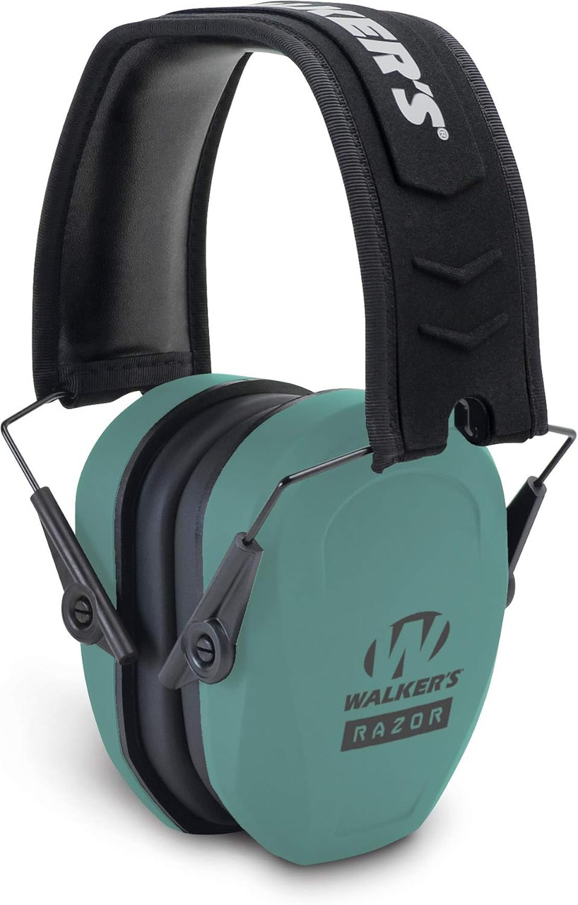 Walker's Razor Slim Passive Muffs Ultra Low Profile Rubberized Coating Teal