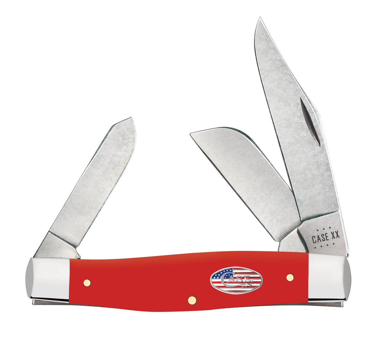 Case XX American Workman Large Stockman Three Blades Smooth Red Synthetic