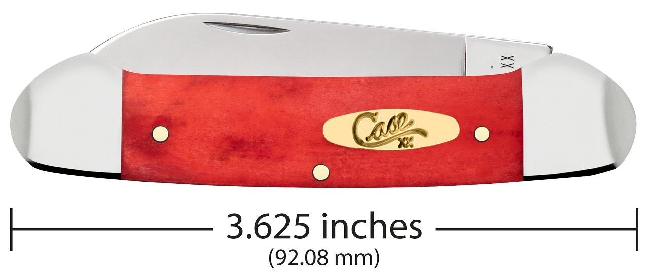 Case XX Spear, Pen Blade Smooth Dark Red Bone Canoe Pinched Bolsters -10765