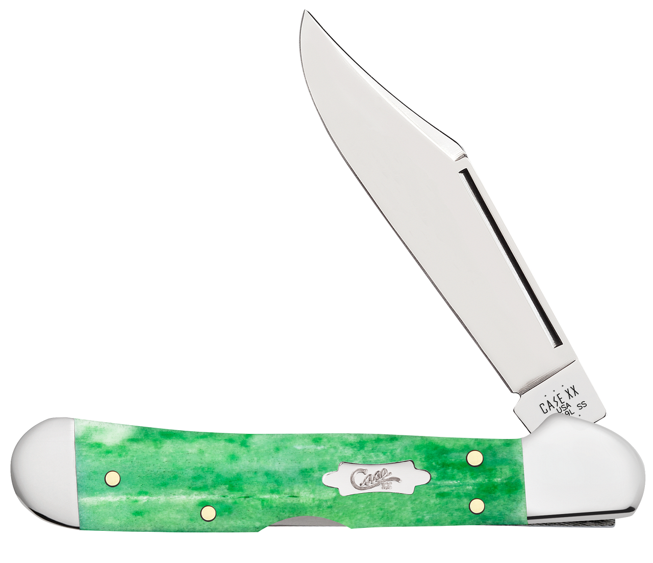 Case XX Mini CopperLock Clip Blade Smooth Emerald Green Bone Handle -19943