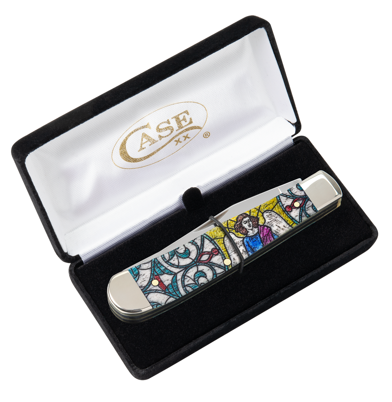 Case XX Trapper Clip, Spey Blade Stained Glass Angel Natural Bone - 38818