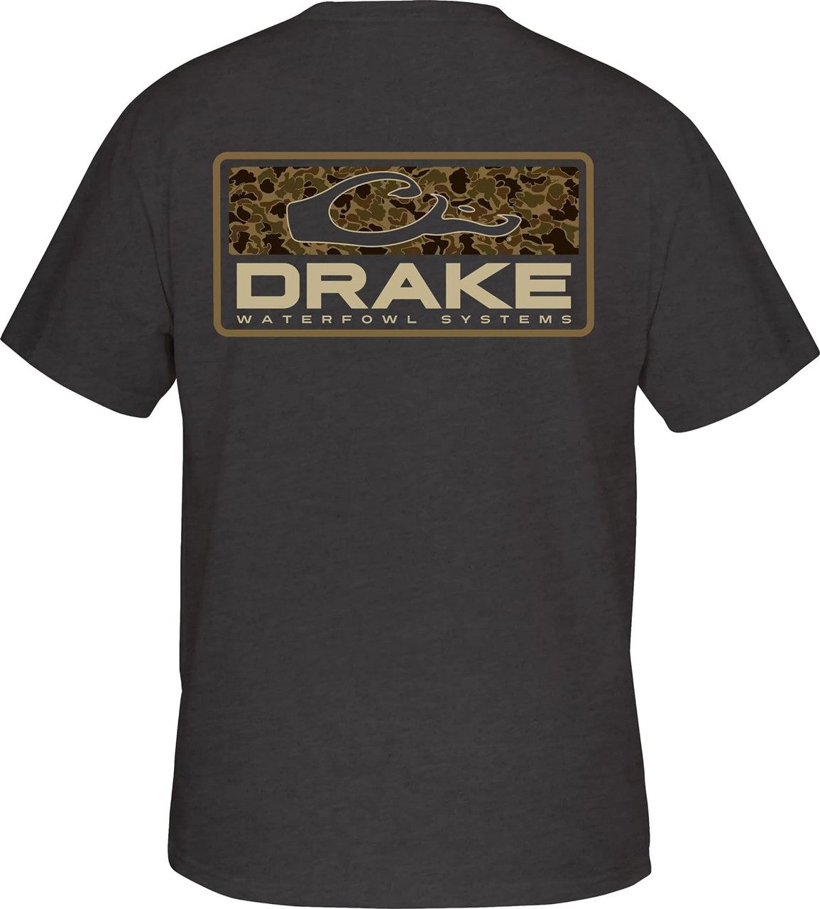 Drake Waterfowl Short Sleeve Old School Bar T - Charcoal Heather - Medium