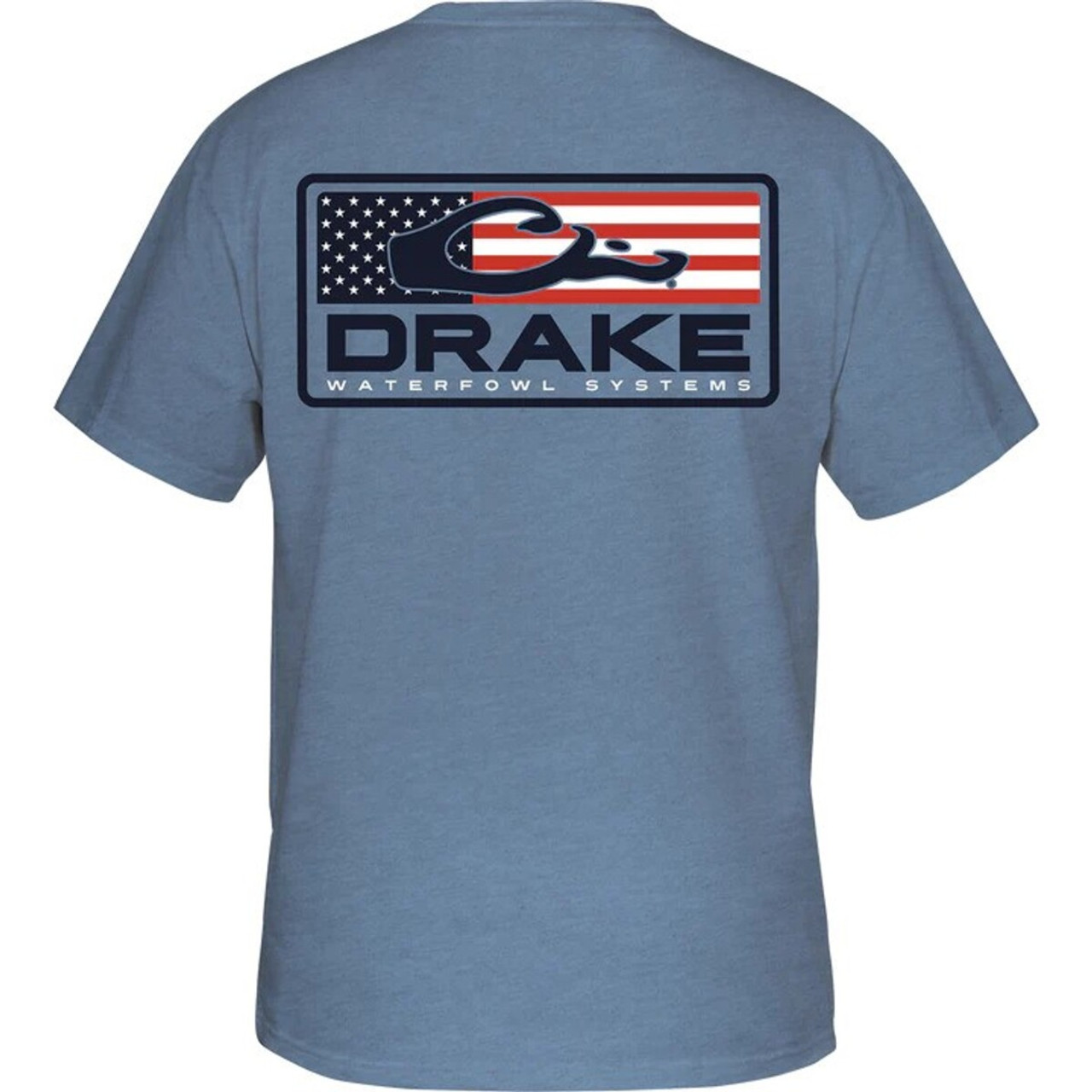 Drake Waterfowl Short Sleeve Patriotic Bar T - Silver Lake Blue - X-Large