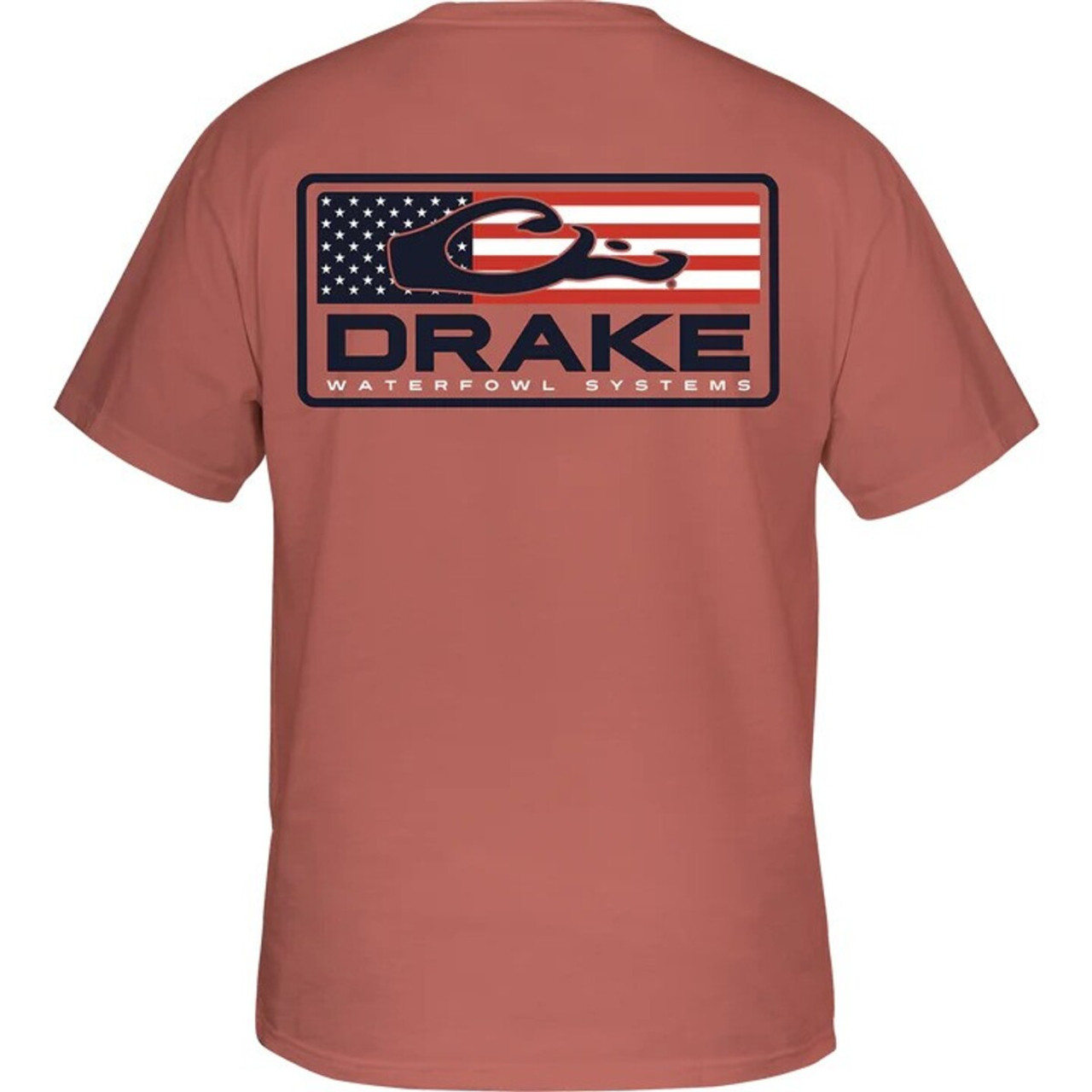 Drake Waterfowl Short Sleeve Patriotic Bar T - Coral Cloud - Medium