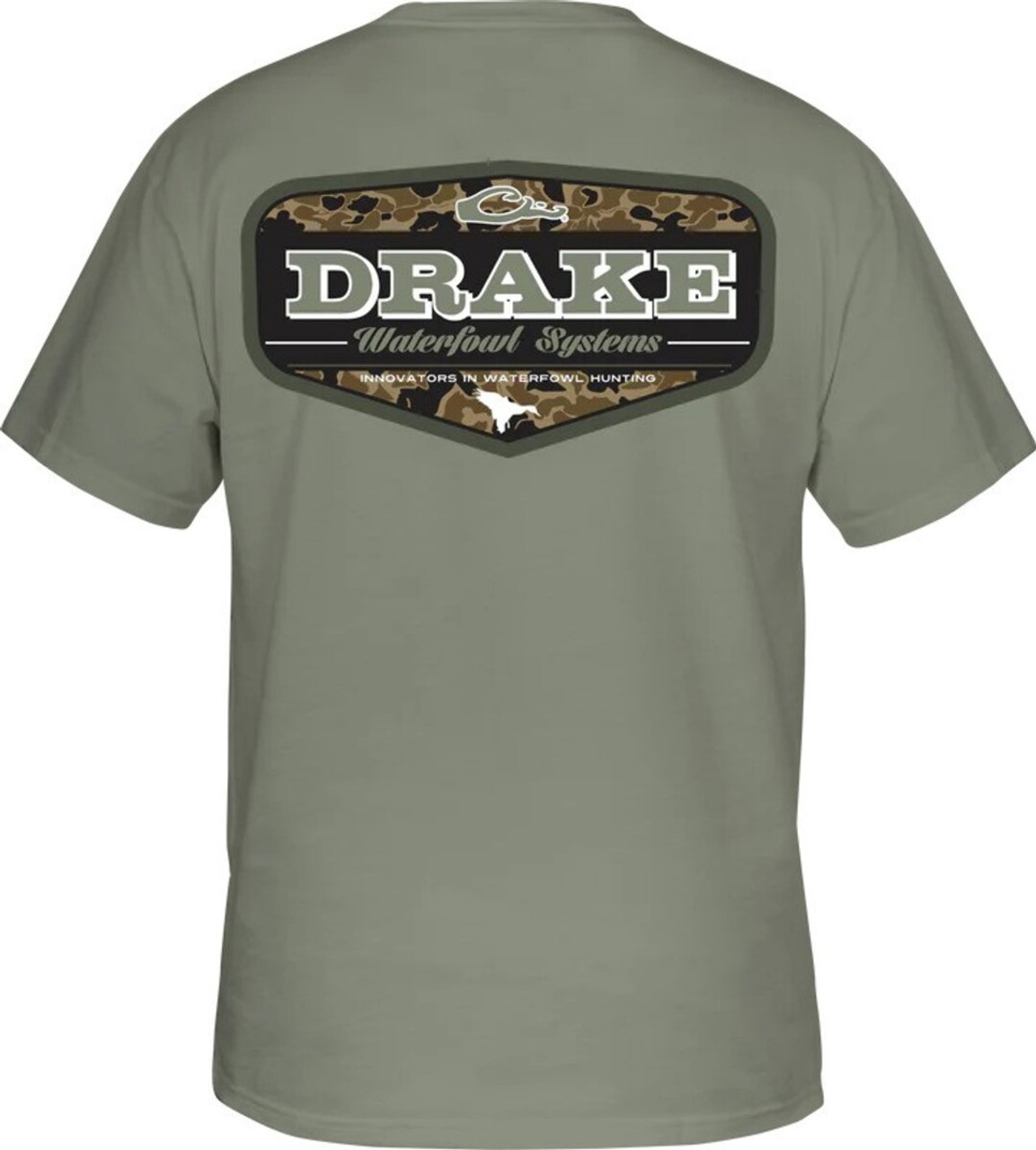 Drake Waterfowl Short Sleeve Old School Badge T - Desert Sage - XX-Large