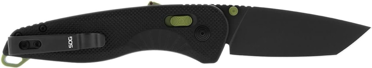 SOG Aegis AT Tanto Folding Knife Ambidextrous AT-XR Lock - Black/Moss HNDL