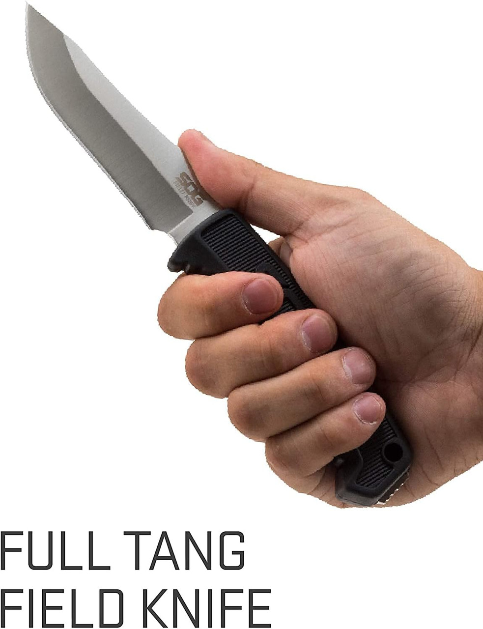 SOG Survival Field Knife Full Tang W/ 4" Fixed Blade & Sheath - Black