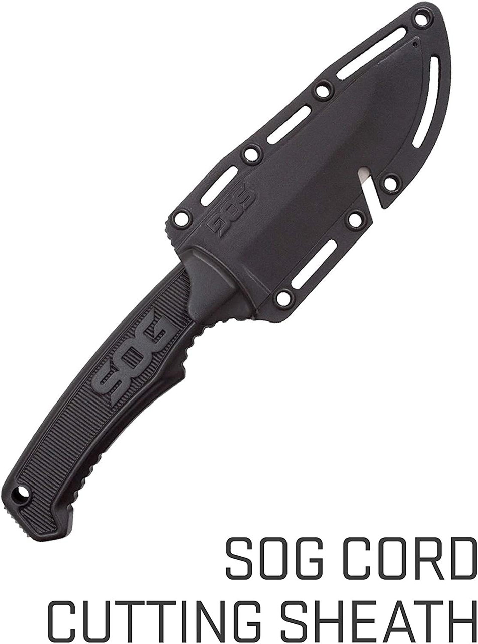SOG Survival Field Knife Full Tang W/ 4" Fixed Blade & Sheath - Black