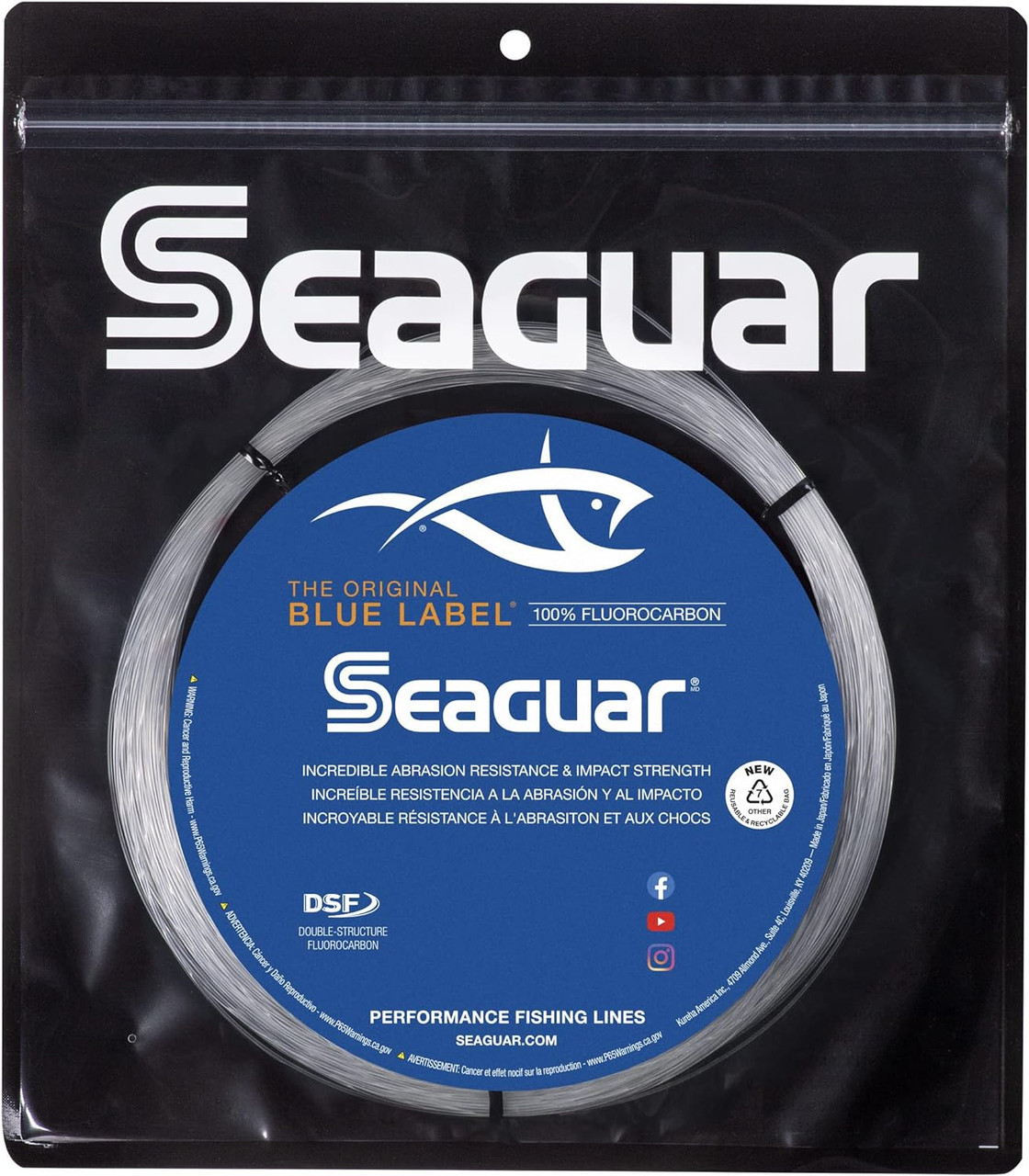 Seaguar Big Game Blue Label 100% Fluorocarbon Leader 32.8yr/30m 220-Pound