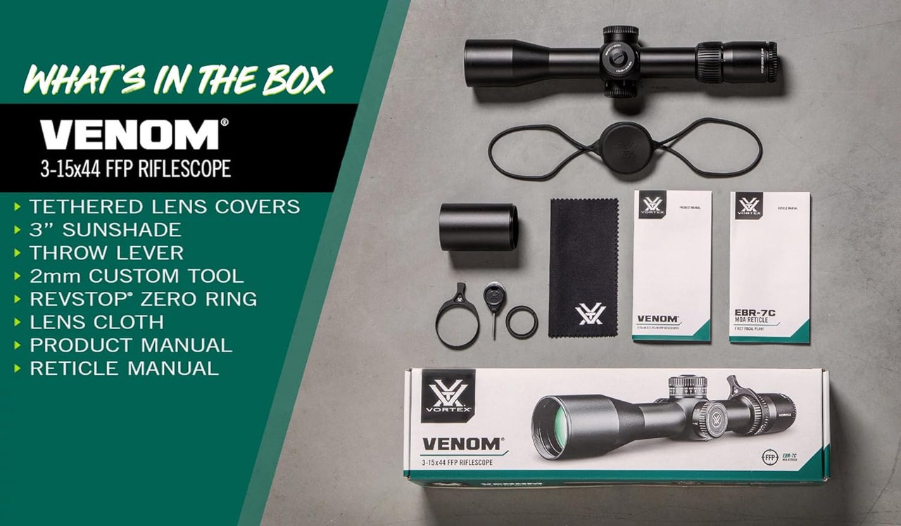Vortex Optics Venom 3-15x44 FFP Riflescope - EBR-7C MRAD Reticle -VEN-31502