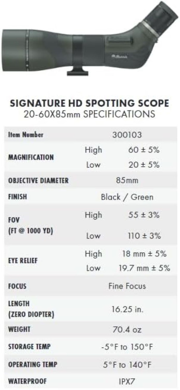 Burris Optics Lightweight Versatile Signature HD Spotting Scope 20-60x85mm