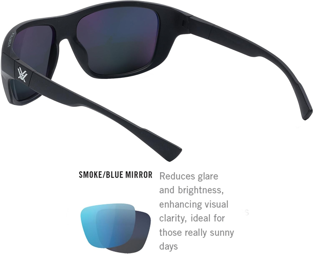 Vortex Optics Jackal Sunglasses Blue Frame Smoke Lens/Blue Mirror