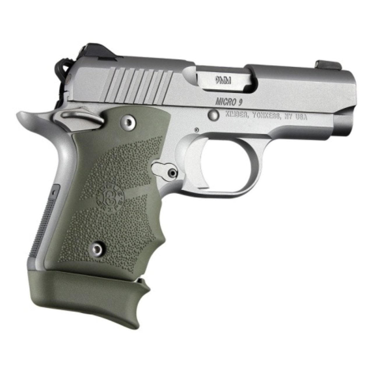Hogue Kimber Micro 9 Rubber Grip Finger Grooves Ambi Safety - OD Green
